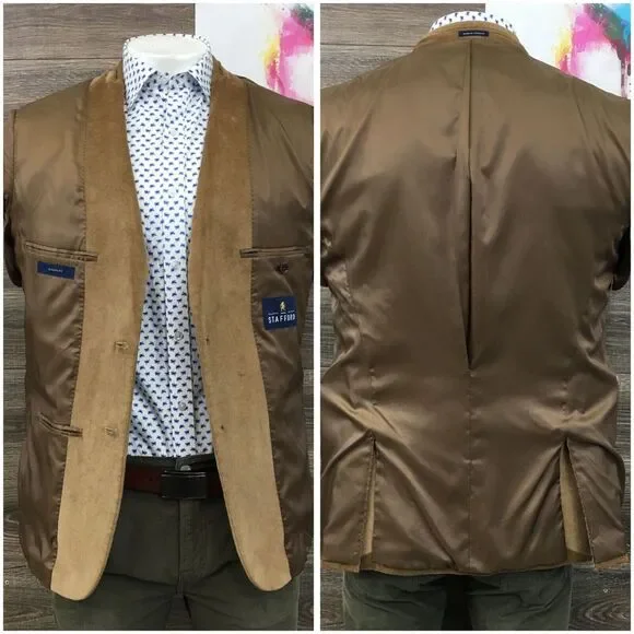STAFFORD Mens‎ Corduroy Blazer Sport Coat Casual Jacket Size 42R Classic Suit